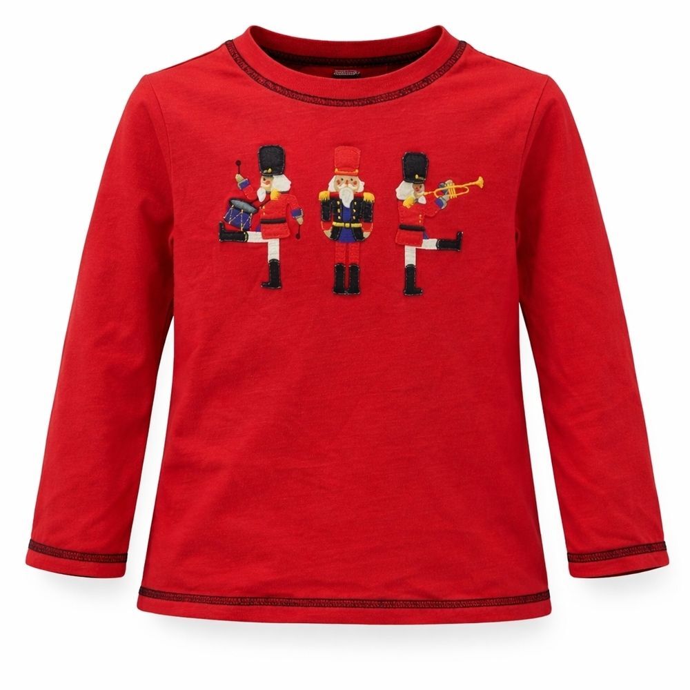 Janie And Jack Red Nutcracker Cotton Long Sleeve Reversible T-shirt Boys Size 3